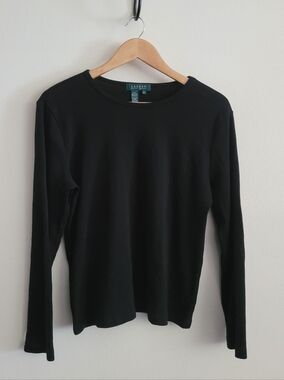 Ralph Lauren Essential Cotton Crew, Women's XL, Classic Black